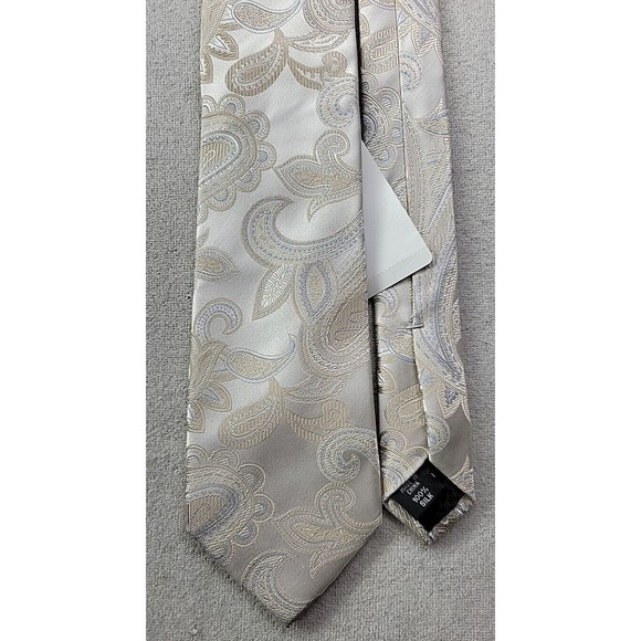 NEW - Sean John Rich Paisley Silk Neck Tie Metallic Silver Jaquard NWT $59.50 - Picture 1 of 11